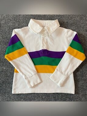 Mardi Gras Polo Shirt Children’s 2T 100% Cotton Long Sleeve Multicolor